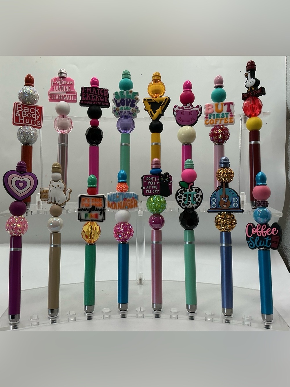 10 STYLUSES STYLUS HANDMADE BEADED DECORATIVE BLINGY CAN CUSTOM - Picture 3 of 3